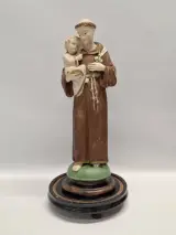 Religieus beeld van Sint-Antonius van Padua met kindje Jezus onder glazen stolp – foto 3 – kavel bij De Kringwinkel, Gent