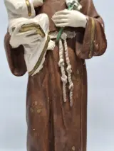 Religieus beeld van Sint-Antonius van Padua met kindje Jezus onder glazen stolp – foto 6 – kavel bij De Kringwinkel, Gent