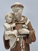 Religieus beeld van Sint-Antonius van Padua met kindje Jezus onder glazen stolp – foto 7 – kavel bij De Kringwinkel, Gent