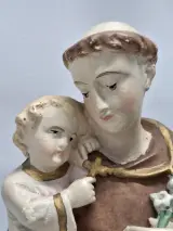 Religieus beeld van Sint-Antonius van Padua met kindje Jezus onder glazen stolp – foto 8 – kavel bij De Kringwinkel, Gent