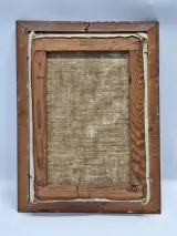 Antiek olieverfschilderij op doek - "oude vrouw bij de haard" - gesigneerd F. Serras – foto 10 – kavel bij De Kringwinkel, Gent
