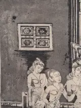 Authentieke Indische/Aziatische ets / grafiek - "klassiek figuratief tafereel" - A. Dutta (1974) – foto 3 – kavel bij De Kringwinkel, Gent
