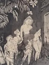 Authentieke Indische/Aziatische ets / grafiek - "klassiek figuratief tafereel" - A. Dutta (1974) – foto 4 – kavel bij De Kringwinkel, Gent