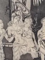 Authentieke Indische/Aziatische ets / grafiek - "klassiek figuratief tafereel" - A. Dutta (1974) – foto 5 – kavel bij De Kringwinkel, Gent
