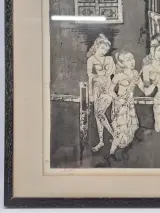 Authentieke Indische/Aziatische ets / grafiek - "klassiek figuratief tafereel" - A. Dutta (1974) – foto 7 – kavel bij De Kringwinkel, Gent