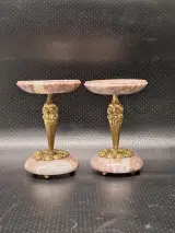 Paar Franse Art-Deco cassolettes in marbre griotte en messing – kavel bij De Kringwinkel, Gent