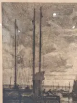 Gesigneerde ets met remarque - Vissersboten bij maanlicht - Émile Humblot – foto 4 – kavel bij De Kringwinkel, Gent