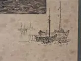 Gesigneerde ets met remarque - Vissersboten bij maanlicht - Émile Humblot – foto 7 – kavel bij De Kringwinkel, Gent