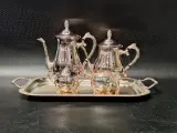 BMF verzilverd koffie- en theeservies met serveerblad in Rococo-stijl – foto 2 – kavel bij De Kringwinkel, Gent