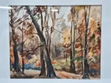 Set van 4 antieke/vintage aquarellen - kust, duinen en bos - gesigneerd Th. Tavernier (1962-1964) – foto 17 – kavel bij De Kringwinkel, Gent
