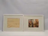 Set van 4 antieke/vintage aquarellen - kust, duinen en bos - gesigneerd Th. Tavernier (1962-1964) – foto 4 – kavel bij De Kringwinkel, Gent