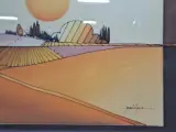 Vintage stilistisch landschap "Ondergaande zon over velden" - gesigneerd Galvique – foto 6 – kavel bij De Kringwinkel, Gent