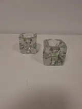 Set van 2 vintage Ice Cube glazen kandelaars – kavel bij De Kringwinkel, Ronse