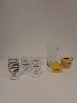 Set van Ricard likeurglazen met karaf en serveerschaaltje – kavel bij De Kringwinkel, Ronse