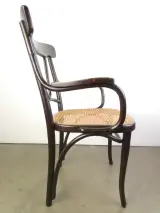 Vintage Thonet-stijl armstoel met rotanzetting – foto 4 – kavel bij De Kringwinkel, Heverlee