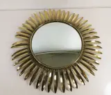 Vintage zonnespiegel in verguld metaal – Hollywood Regency stijl – kavel bij De Kringwinkel, Turnhout