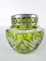 Felgroene pique-fleur in Val Saint Lambert stijl – kavel bij De Kringwinkel, Heverlee
