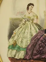 La Mode Illustrée ovaal ingelijste vintage modeprent – foto 3 – kavel bij De Kringwinkel, Antwerpen