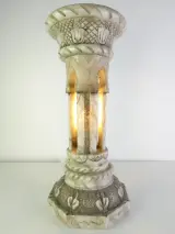 Decoratieve verlichte Marmerlook Zuil / Pilaarlamp – kavel bij De Kringwinkel, Heverlee
