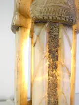 Decoratieve verlichte Marmerlook Zuil / Pilaarlamp – foto 6 – kavel bij De Kringwinkel, Heverlee