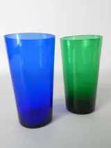Vintage gekleurde longdrinkglazen met metalen draaghouder – 6 kleuren – Tomado Holland – foto 3 – kavel bij De Kringwinkel, Heverlee