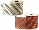 8 x 2 Juteband - jute lint - kerst, wit / groen / rood, 5 cm x 5 meter – kavel bij Onlineveilingmeester