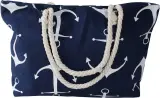 Ca. 19x Strandtas, crème / blauw, 38 x 35 cm – foto 3 – kavel bij Onlineveilingmeester