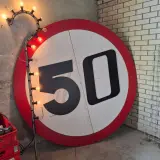 Verlichte Sinterklaas staf met " 50 jaar " bord – kavel bij Onlineveilingmeester, Winsum