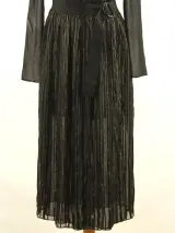 Sandro Paris - elegante zwarte midi-jurk met gouden lurexdraad en ceintuur – foto 4 – kavel bij De Kringwinkel, Antwerpen