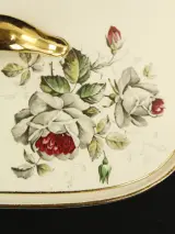 Boch - vintage serveerschaal met deksel, bloemendecor en goudkleurige accenten – foto 3 – kavel bij De Kringwinkel, Antwerpen