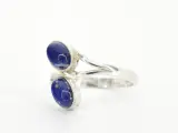 Zilveren sterling ring met twee blauwe edelstenen – foto 3 – kavel bij Onlineveilingmeester