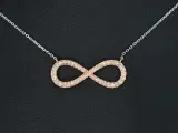 Witgouden collier met een rosegouden diamanten infinity hanger – kavel bij Onlineveilingmeester