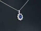 Witgouden entourage hanger met diamanten en saffier (excl. ketting) – foto 4 – kavel bij Onlineveilingmeester