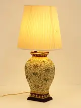 Chinese gemberpot tafellamp met groen-wit floraal patroon – foto 3 – kavel bij De Kringwinkel, Antwerpen