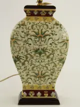 Chinese gemberpot tafellamp met groen-wit floraal patroon – foto 5 – kavel bij De Kringwinkel, Antwerpen