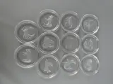 Set van 11 glazen onderzetters met dieren- en sterrenbeeldmotieven Ø 9 cm – kavel bij De Kringwinkel, Diest