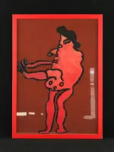 Ivan Vander Vliet - “Grappige figuur” - gouache, vroeg werk 2005 – kavel bij De Kringwinkel, Antwerpen