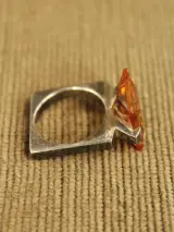 M&Molt sterling zilveren ring met oranje steen – foto 3 – kavel bij De Kringwinkel, Antwerpen
