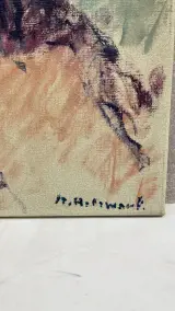 Vintage post-impressionistisch portretschilderij op doek – Zelfportret / mannenportret met baard, gesigneerd R. Hollevoet, midden/tweede helft 20e… – foto 2 – kavel bij De Kringwin
