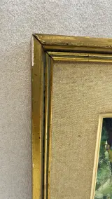 Vintage impressionistisch olieverfschilderij – Zonnig stadsplein met bomen en figuren, gesigneerd R. Hollevoet, midden 20e eeuw – foto 3 – kavel bij De Kringwinkel, Waardamme