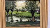 Vintage luministisch olieverfschilderij op doek/paneel – Vlaams weidelandschap met knotwilgen en vee langs de beek, gesigneerd L. Vande Kerckhove,… – foto 2 – kavel bij De Kringwin