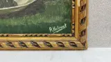 Vintage olieverfschilderij op paneel – Stilleven met meloen, druiven en aardewerken kruik, gesigneerd R. Hollevoet, midden 20e eeuw – foto 2 – kavel bij De Kringwinkel, Waardamme