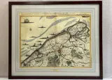 Gelijste historische kaart van de Vlaamse Kust (Brugge, Oostende, Sluis) – Gelimiteerde heruitgave naar P. Mortier & E.H. Fricx (181/200) – kavel bij De Kringwinkel, Waardamme