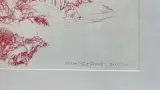 Hedendaags ingelijst grafisch werk in rode inkt – Abstracte compositie / liggend naakt, gesigneerd & gedateerd 2004 met handgeschreven opdracht (Pa… – foto 2 – kavel bij De Kringwi