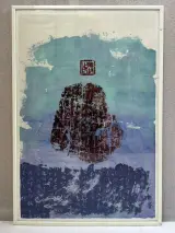 Monumentaal Chinees modern kunstwerk – Gemengde techniek & inktwassing met orakelbotinscripties en kalligrafische steenafwrijving (rubbing) – kavel bij De Kringwinkel, Waardamme