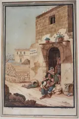 Antieke ingelijste lithografie naar C.F. von Brockdorff – Maltees straattafereel bij Strada della Città, 19e eeuw – foto 2 – kavel bij De Kringwinkel, Waardamme