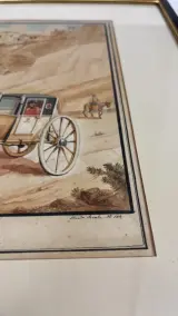 Antieke ingelijste lithografie naar C.F. von Brockdorff – Maltees rijtuig (Calesse) bij Strada Reale, 19e eeuw – foto 3 – kavel bij De Kringwinkel, Waardamme