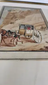 Antieke ingelijste lithografie naar C.F. von Brockdorff – Maltees rijtuig (Calesse) bij Strada Reale, 19e eeuw – foto 5 – kavel bij De Kringwinkel, Waardamme
