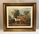 Grote Ingelijste Jachtprent "Le Duc d'Orléans et le Duc de Chartres en 1788" naar Carle Vernet – kavel bij De Kringwinkel, Waardamme