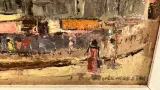 Origineel Impasto Olieverfschilderij "Stadsgezicht met Kerk", gesigneerd J. Demeulemeester – foto 4 – kavel bij De Kringwinkel, Waardamme
